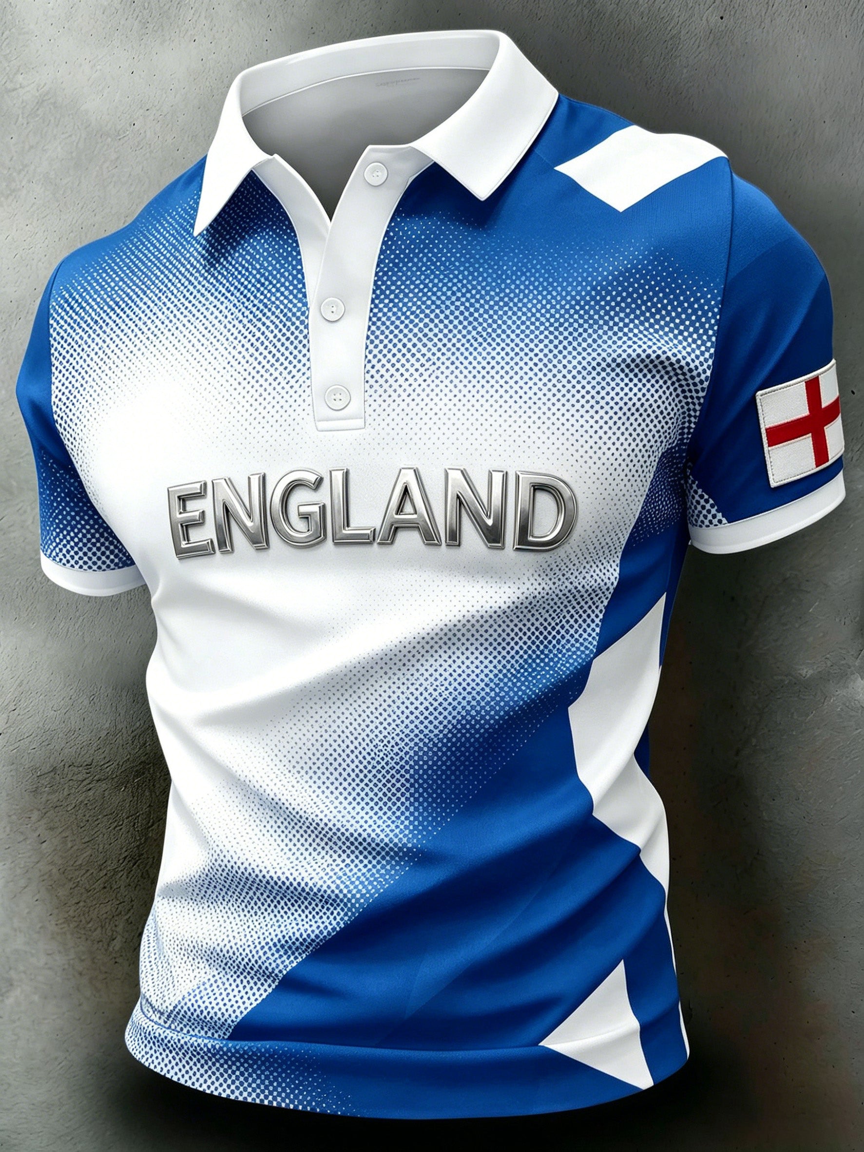 Men's England Football Match Support Art Print Polo