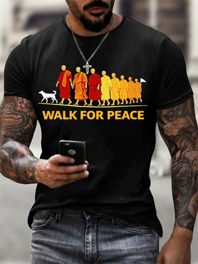 Men's Walk For Peace With Aloka Printed T-shirt