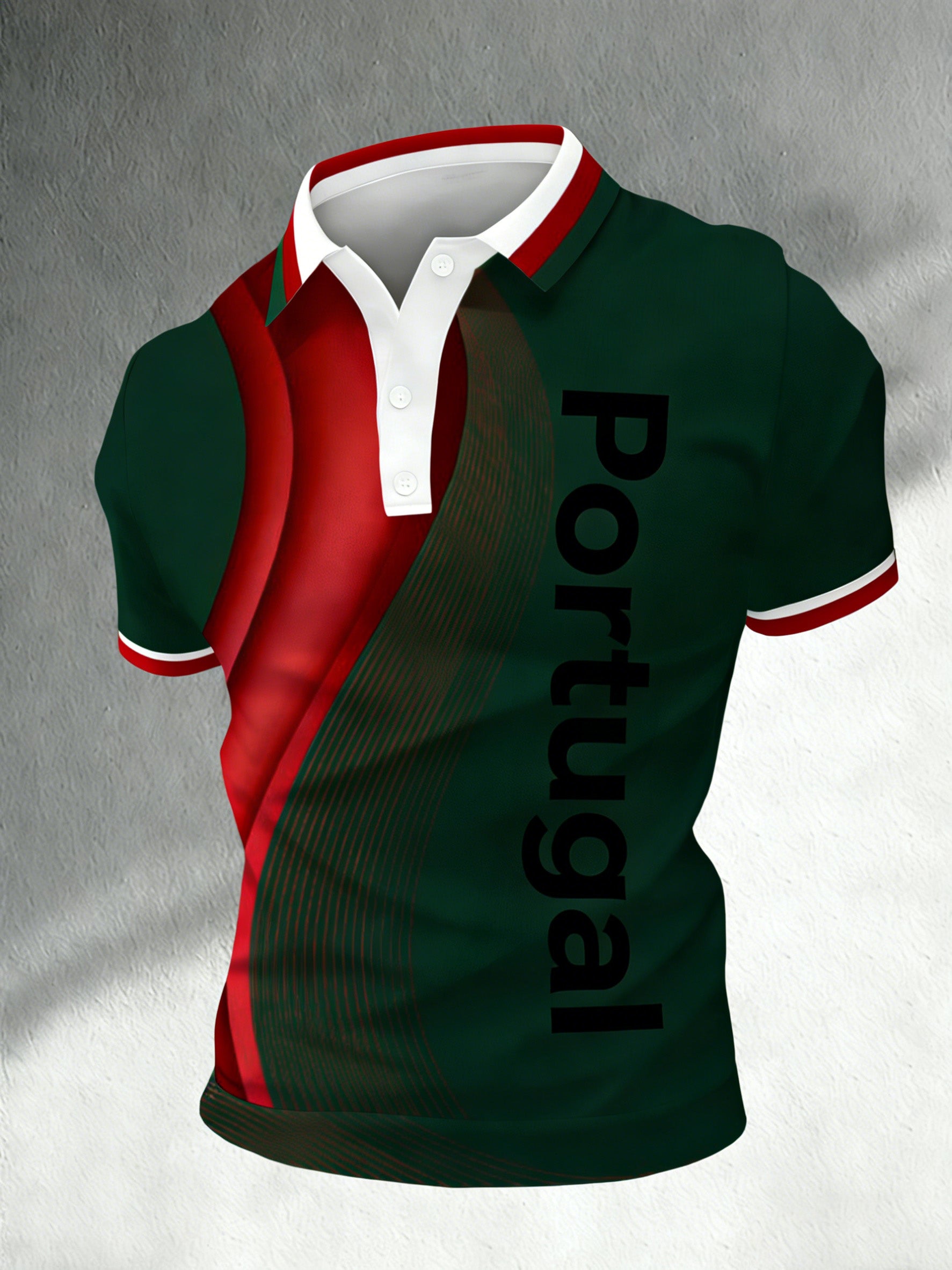 Men's Portugal Football Support Fan Art Print Polo