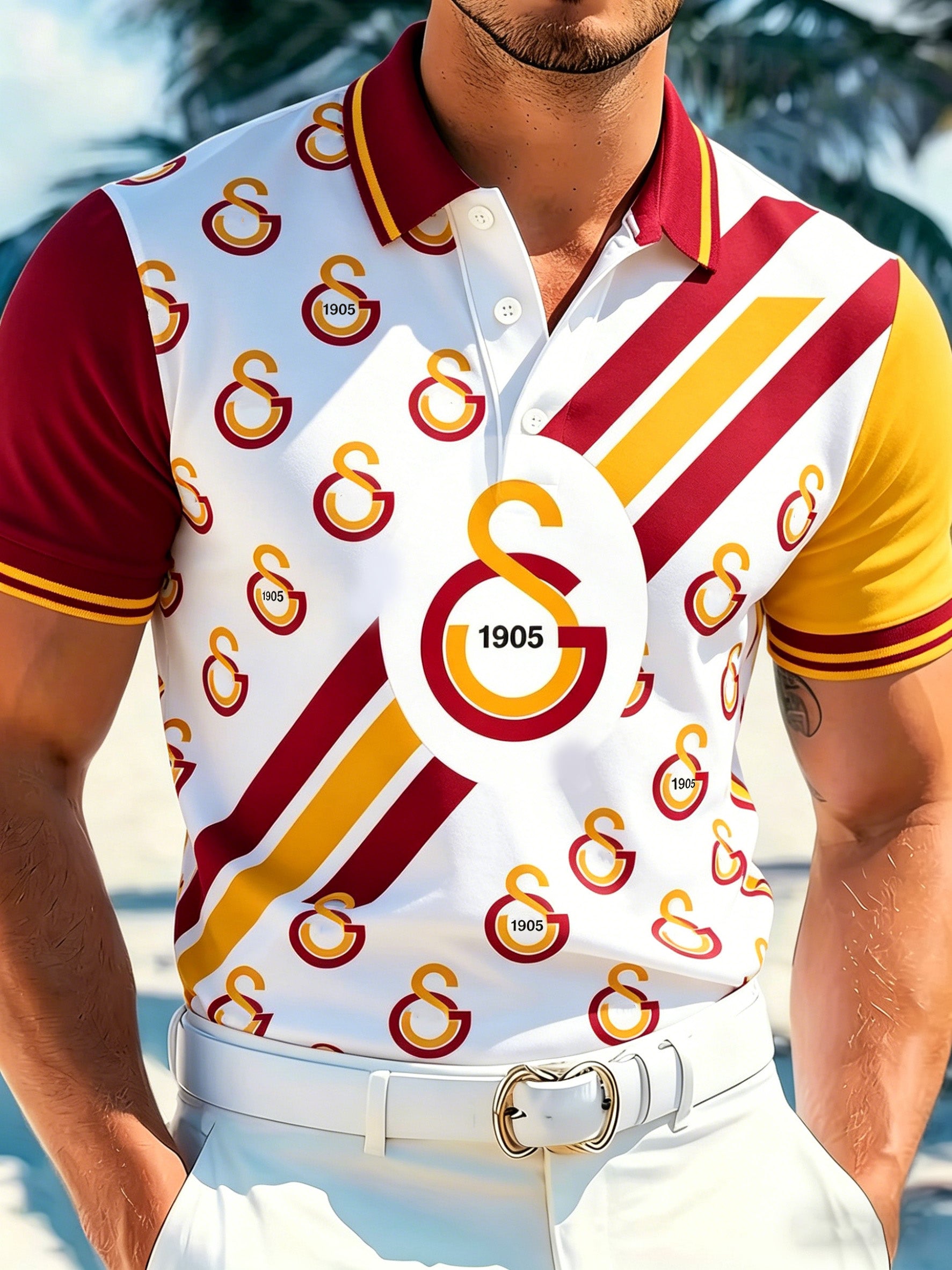 Men's Turkish Football Galatasaray Cheering Art Print Polo Shirt