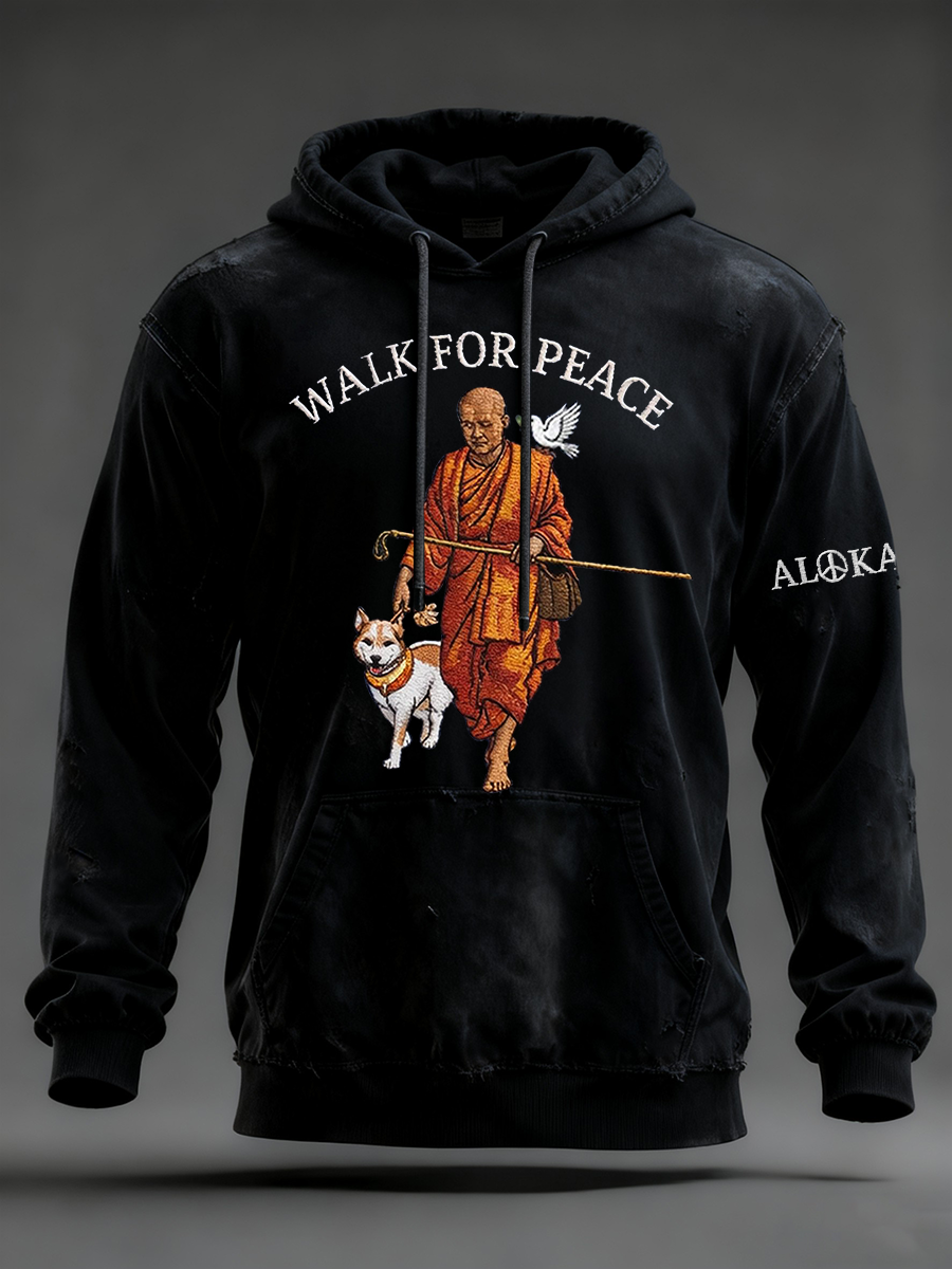 Men's Walk For Peace Oversized Drop-Shoulder Hoodie With Pockets