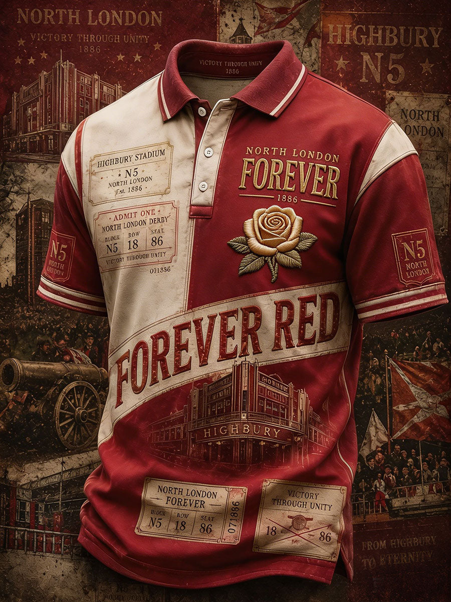 Men's North Lodon Forever Football Lover Printed Casual Tops