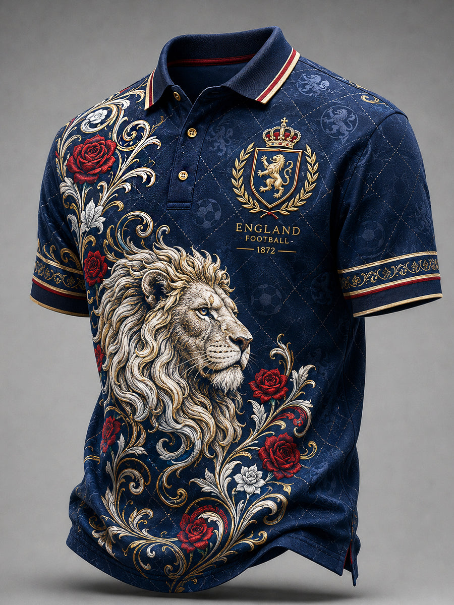 Retro England Football Fan Art Print Casual Jersey