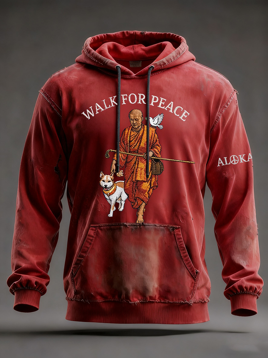 Men's Walk For Peace Oversized Drop-Shoulder Hoodie With Pockets