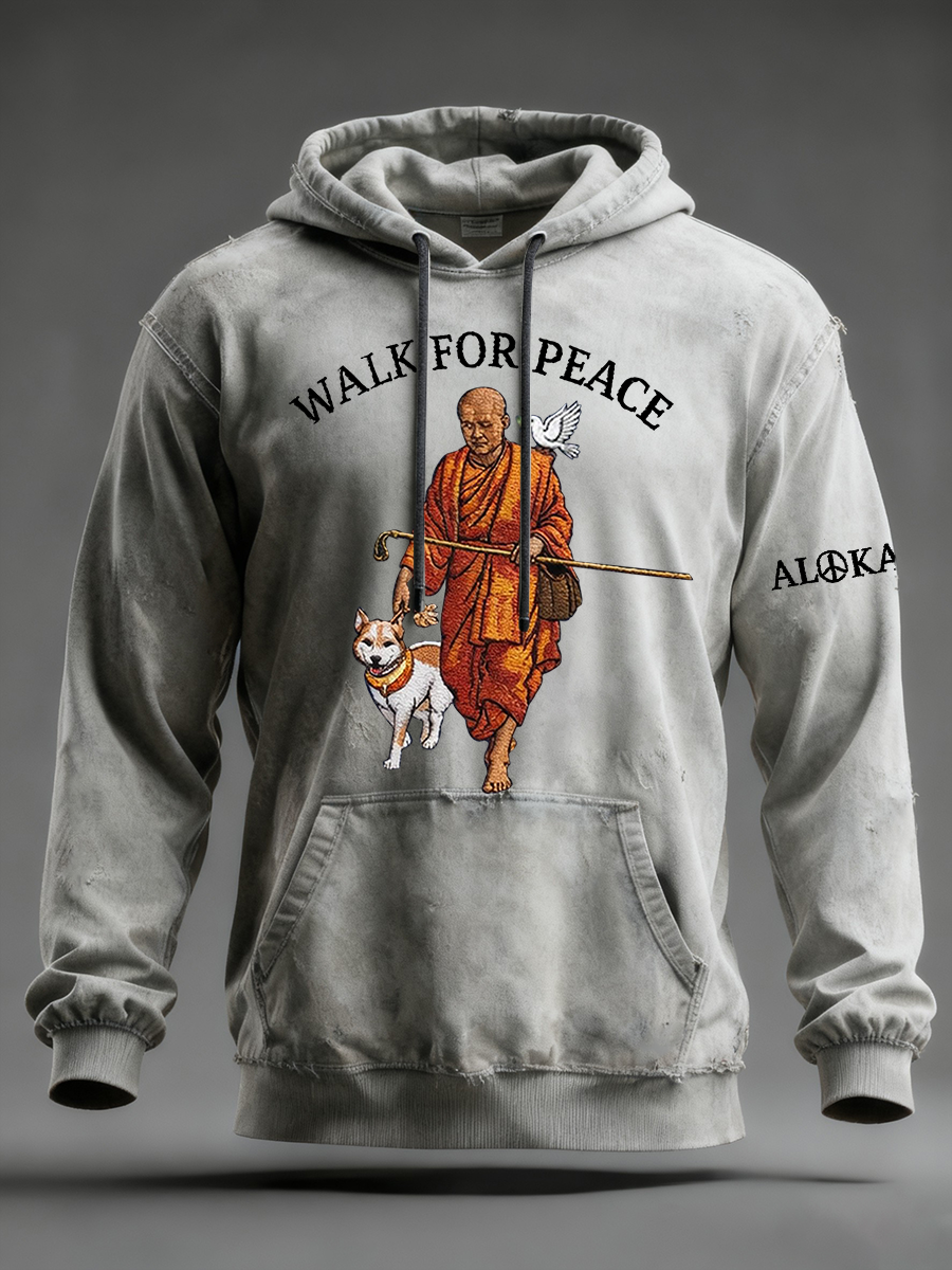 Men's Walk For Peace Oversized Drop-Shoulder Hoodie With Pockets