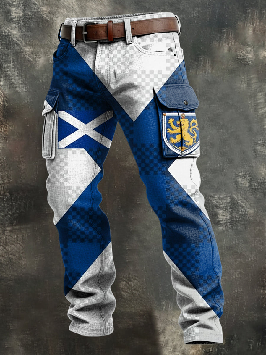 Men's Scotland Football Lover  Printed Pocket Cargo Pants