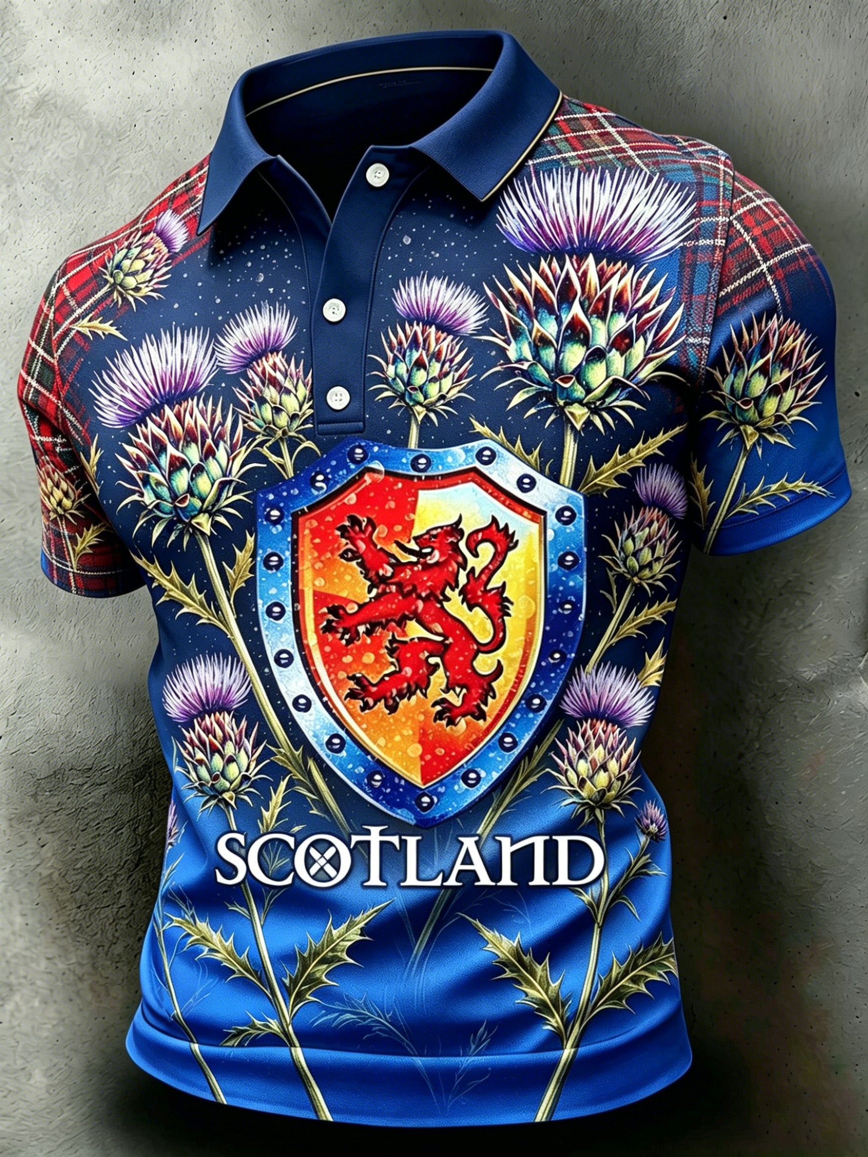 Men's Scottish Football Match Support Art Print Polo