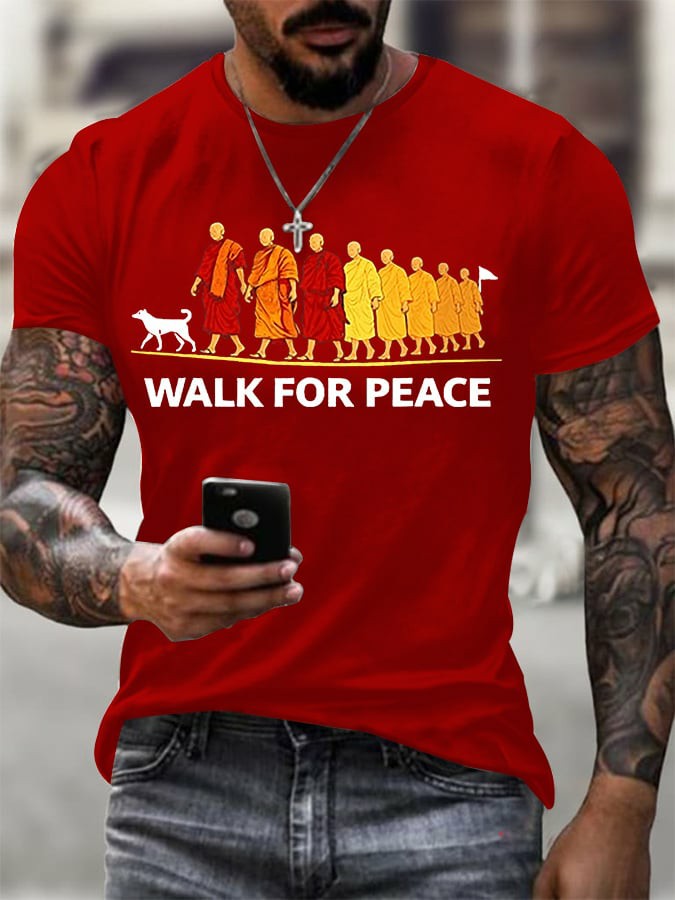 Men's Walk For Peace With Aloka Printed T-shirt
