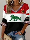 Women's Iraq Football Match Cheering Art Print Fan T-Shirt
