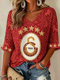 Women's Turkey Football V-Neck T-Shirts