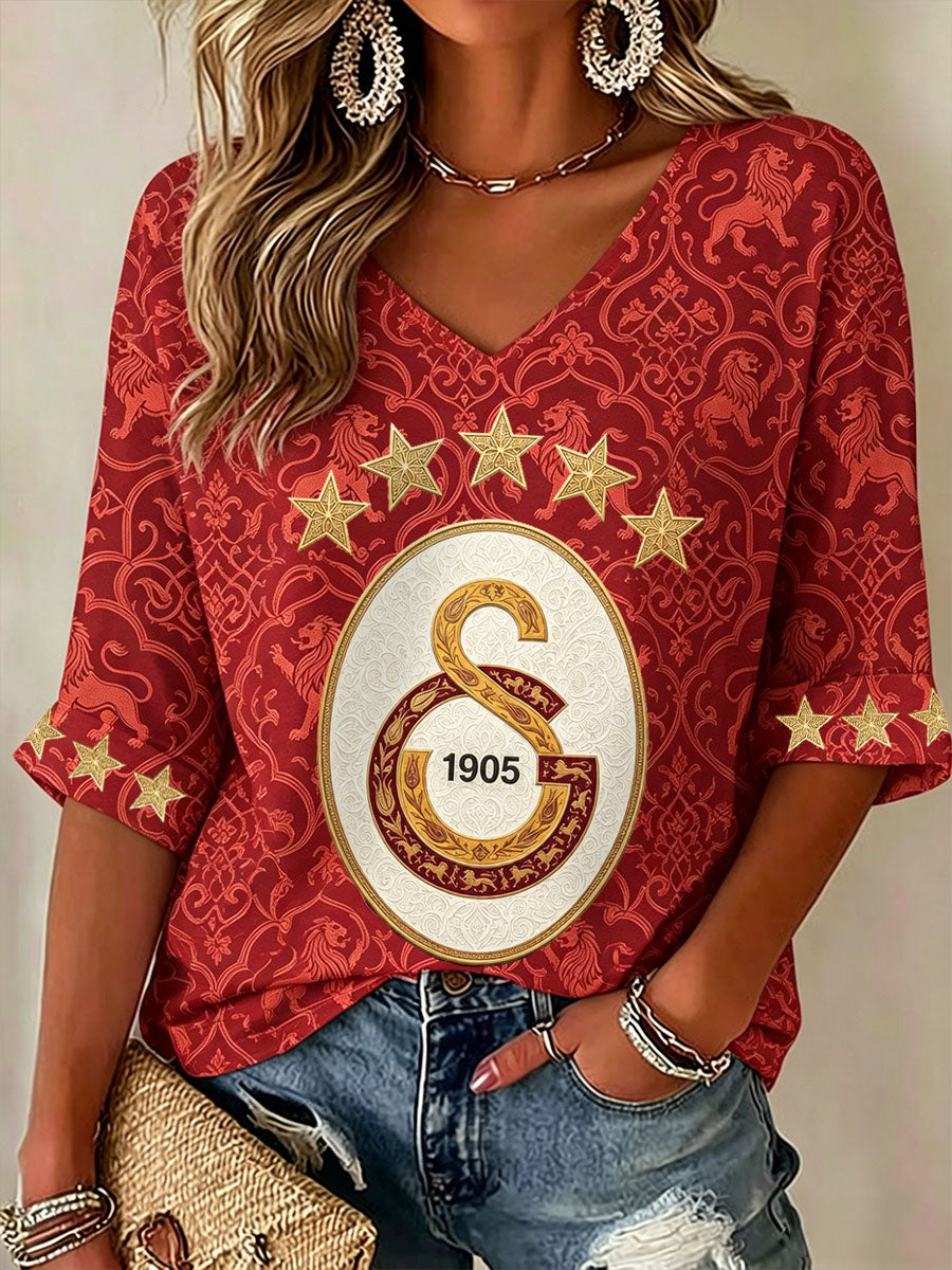 Women's Turkey Football V-Neck T-Shirts