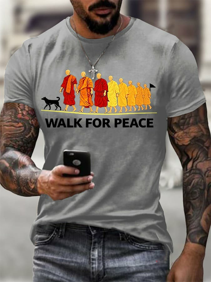 Men's Walk For Peace With Aloka Printed T-shirt