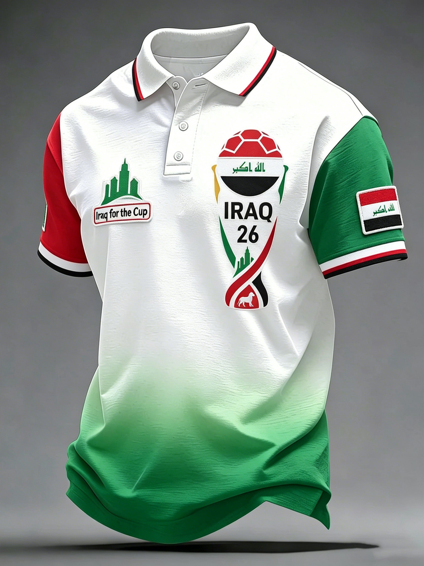 Men's Iraq Football Match Cheering Art Print Fan Polo