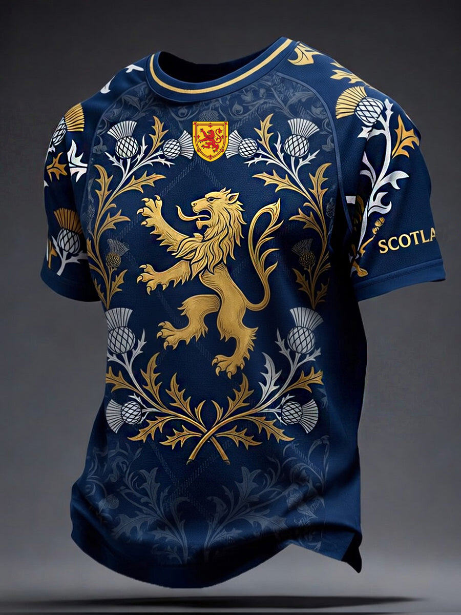 Retro Scottish Football Fan Art Print Casual Jersey