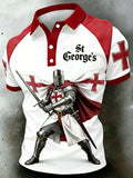 Men's  Retro St George's Day  Casual Short-Sleeve Polo Shirt