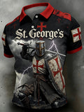 Men's St. George's Day Themed Printed Polo Shirt