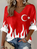 Women's Turkish Football V-Neck Tops