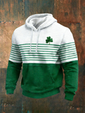 Men's St. Patrick's Day Shamrock Print Checkered Cotton Hoodie