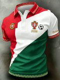 Men's Portugal Football Match Cheering-Themed Art Print Short-Sleeve Polo