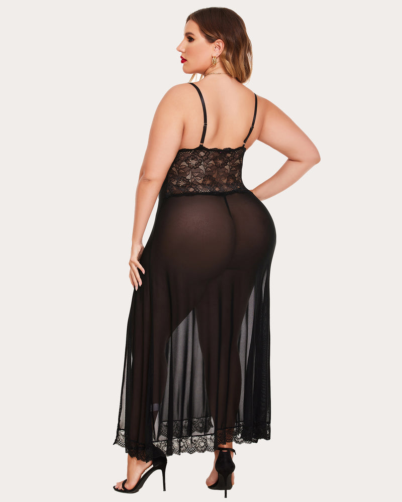 Mesh Maxi Side Slits Dress