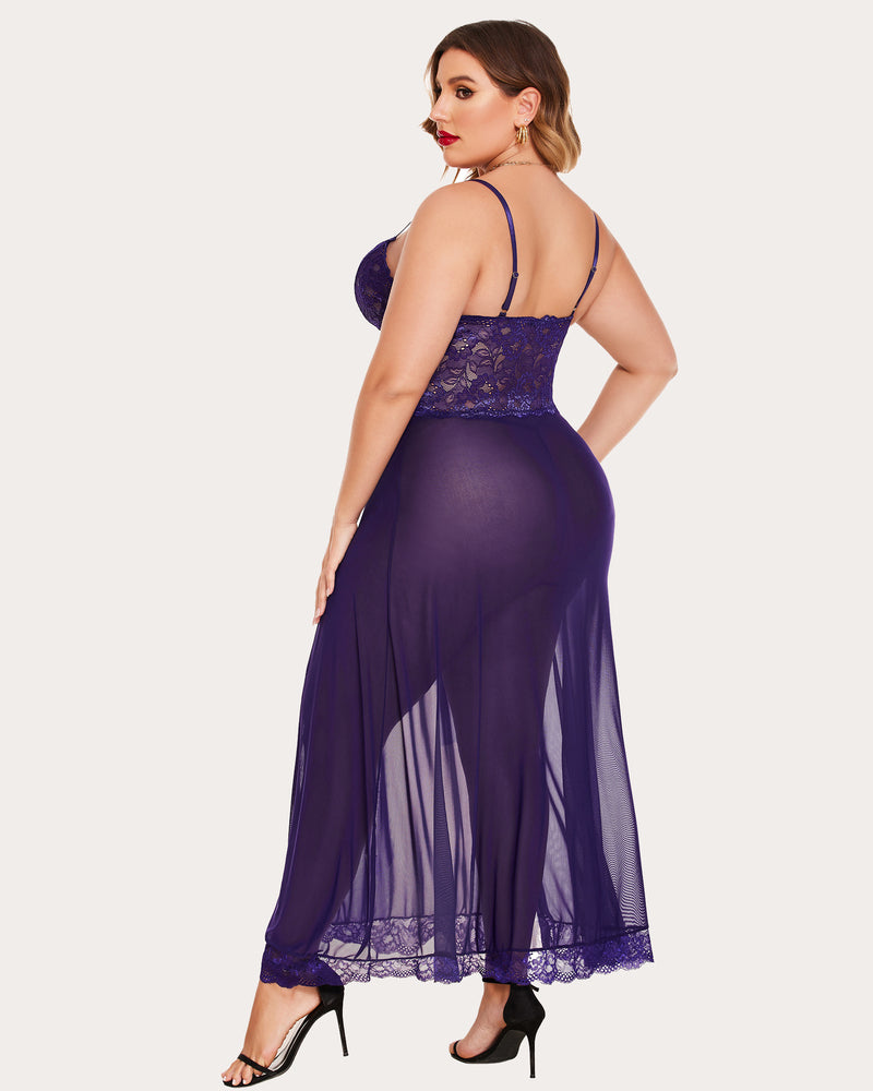 Mesh Maxi Side Slits Dress