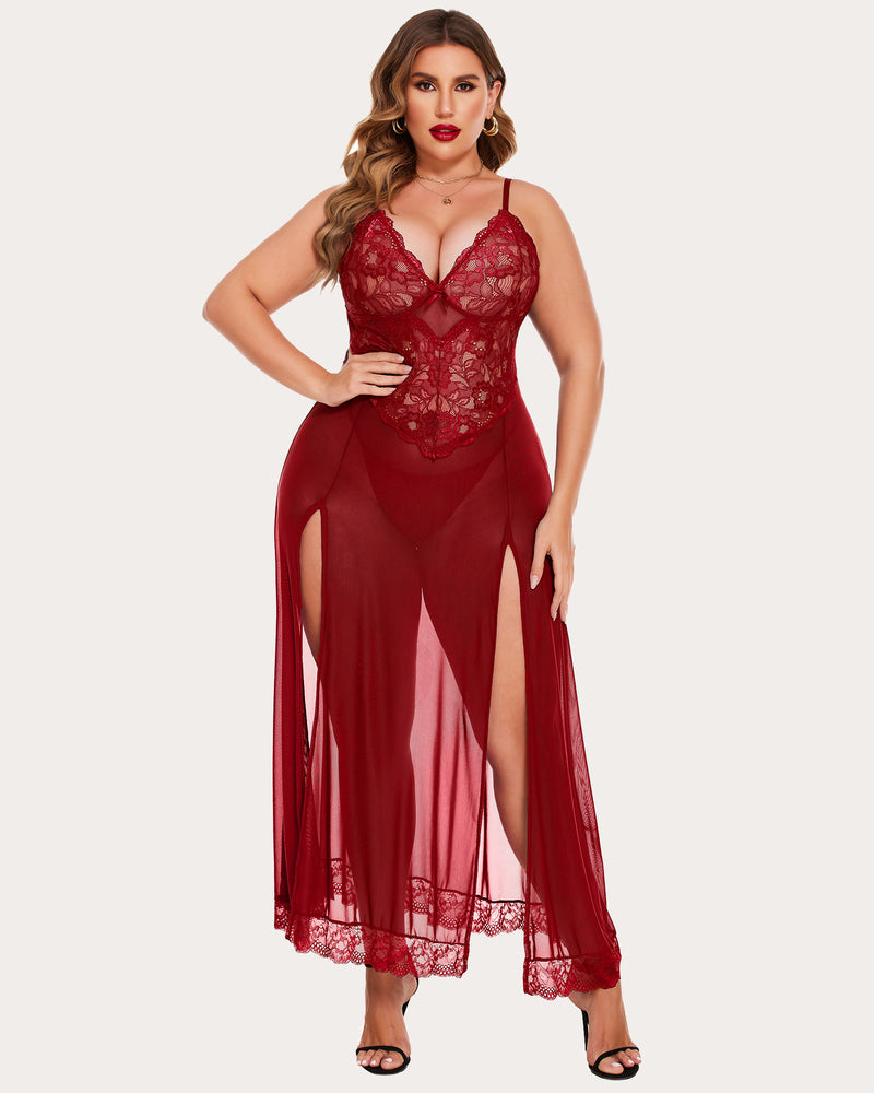 Mesh Maxi Side Slits Dress