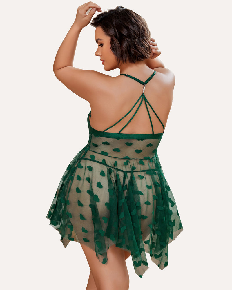 Plus Size Lace Front Slit Nightdress