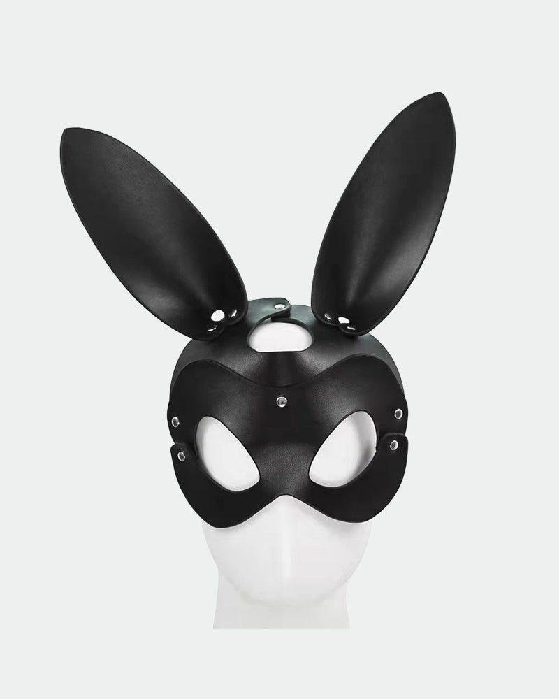 SM Supplies Stud Rhinestone Leather Fox Eye Mask