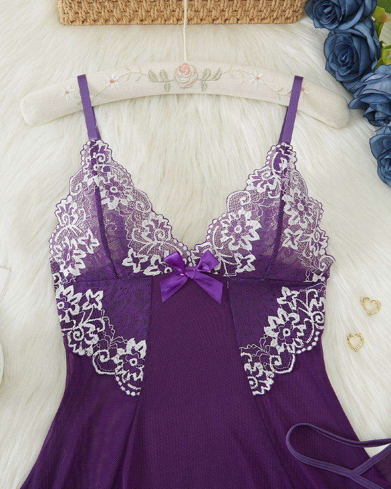Contrast Lace Asymmetric Babydoll