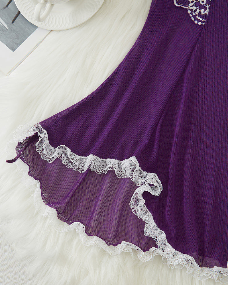 Contrast Lace Asymmetric Babydoll
