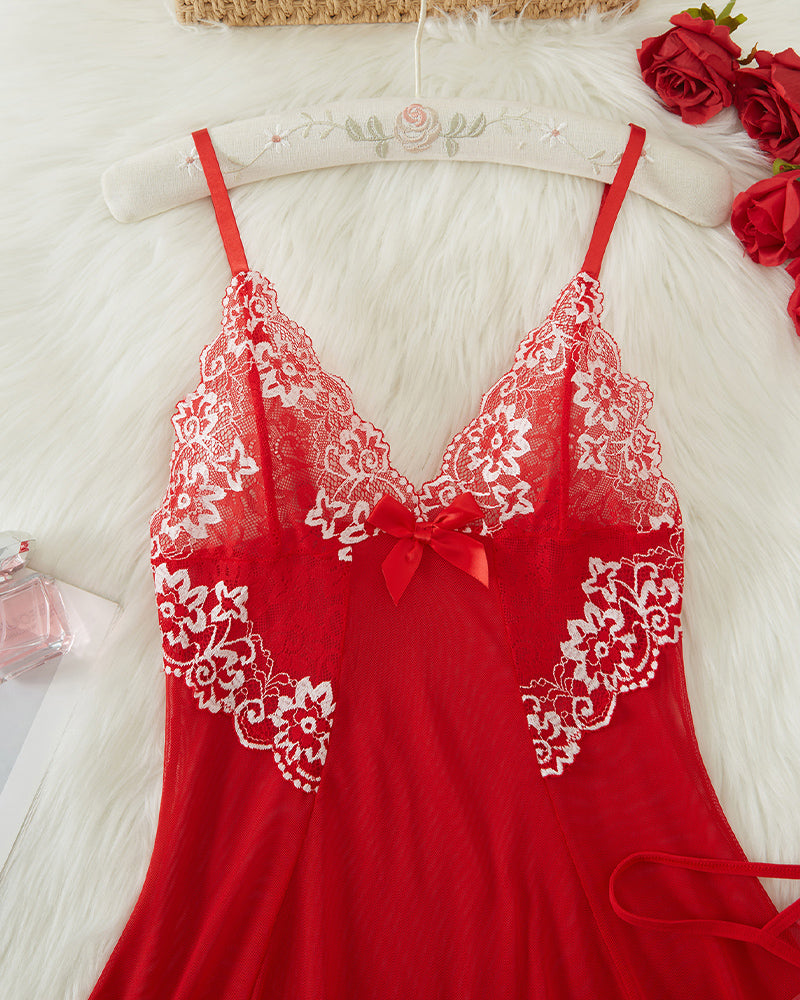 Contrast Lace Asymmetric Babydoll