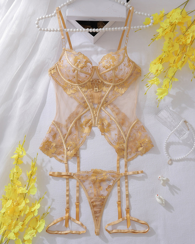 Cross Waist Corsets Lingerie Sets