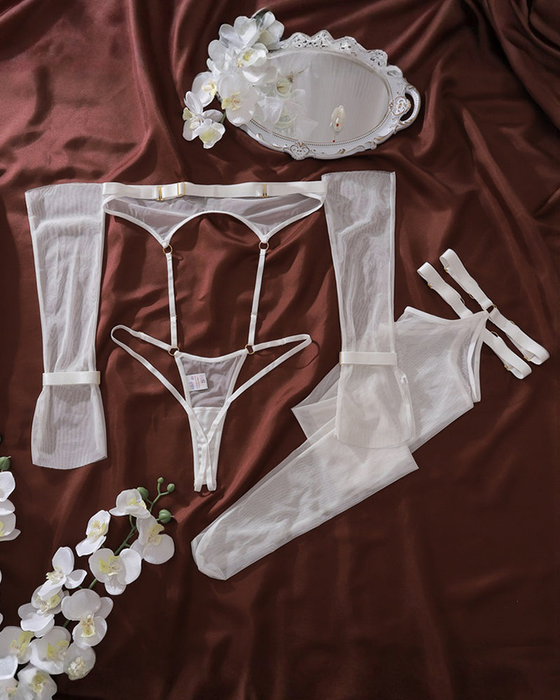 Sheer Body Set+Gloves+Stockings