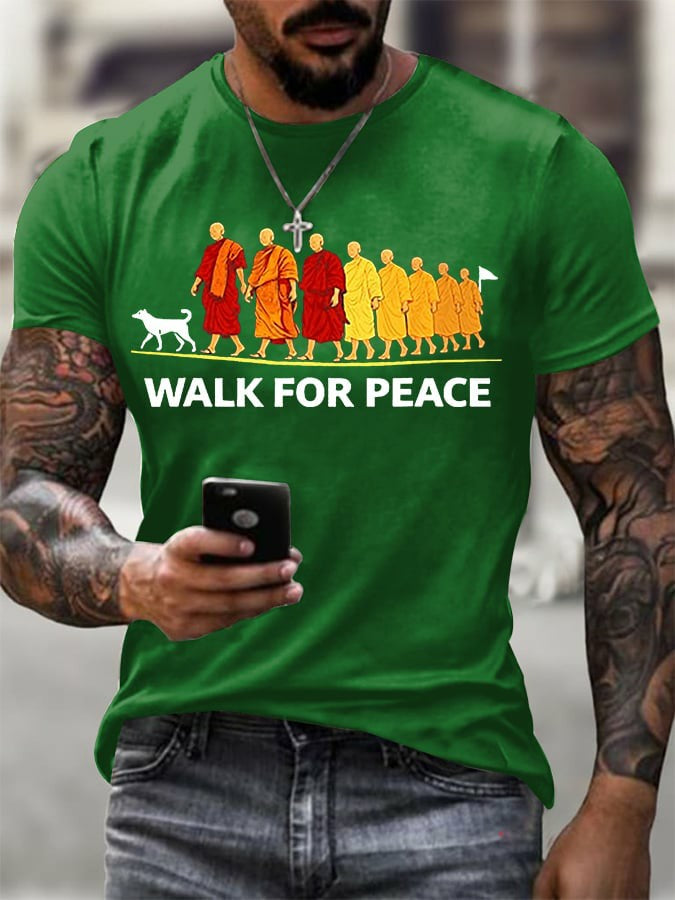 Men's Walk For Peace With Aloka Printed T-shirt