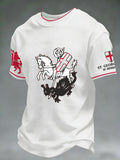 Men's  Retro St George's Day  Casual Waffle Short-Sleeve T-Shirt