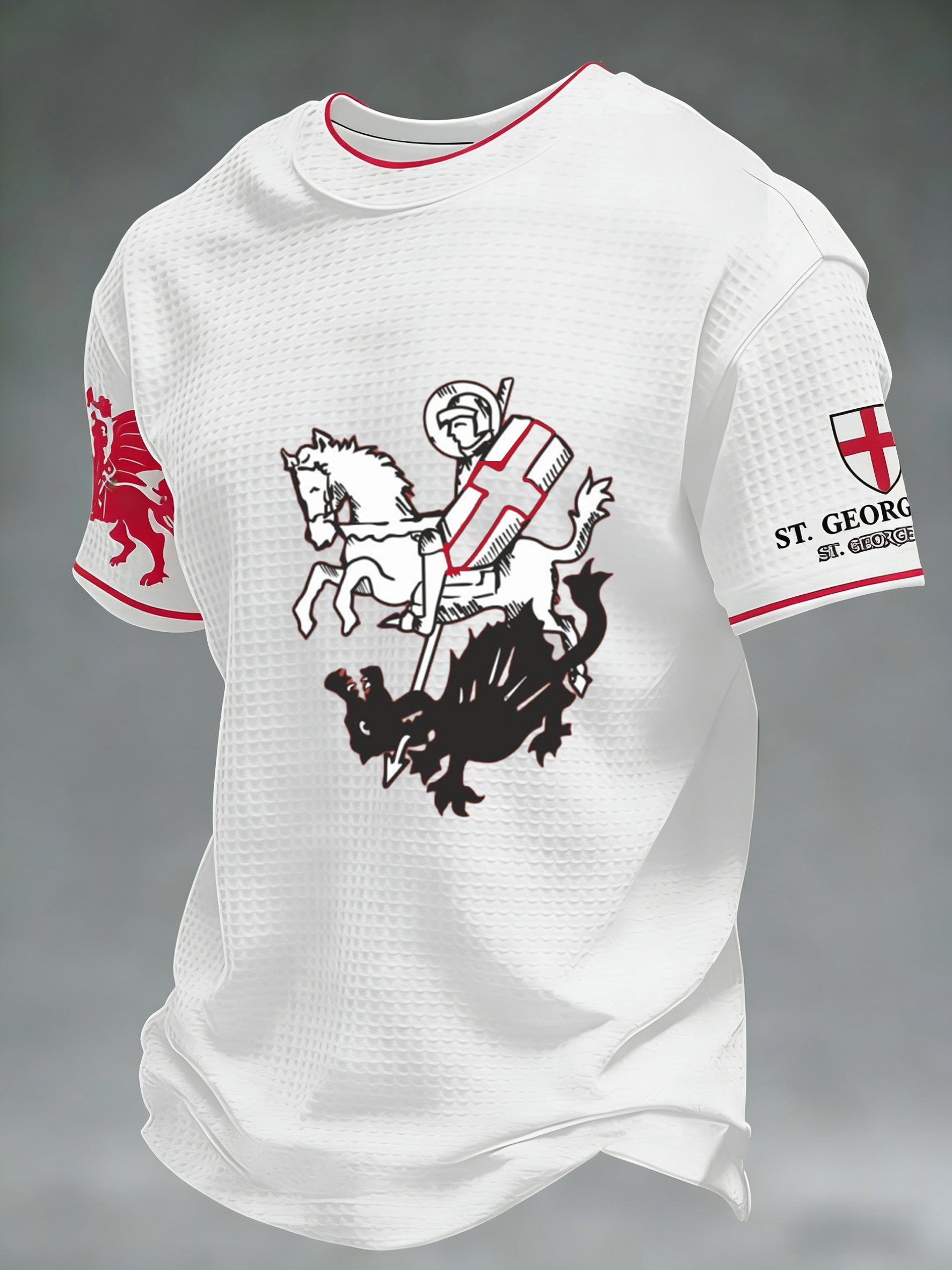 Men's  Retro St George's Day  Casual Waffle Short-Sleeve T-Shirt