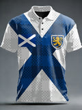 Unisex UK Football Scotland Printed Casual Cotton Short Sleeve Polo Shirt