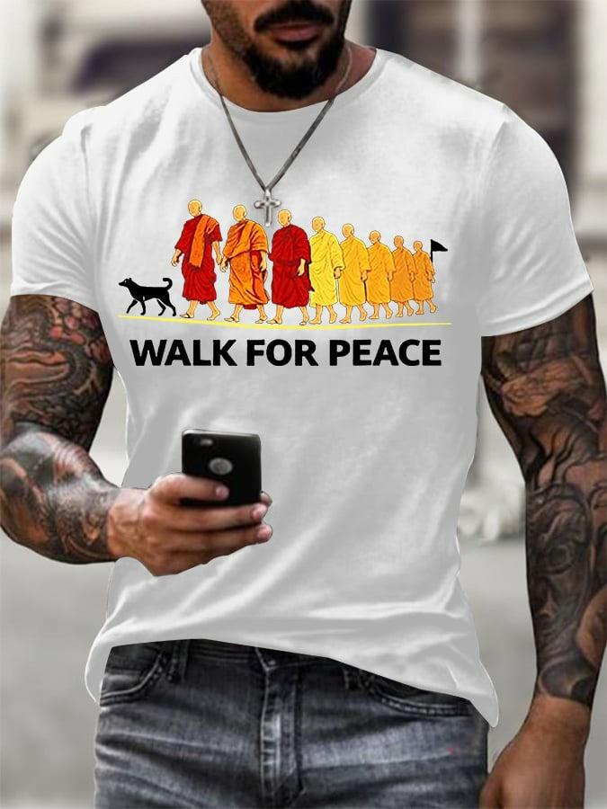 Men's Walk For Peace With Aloka Printed T-shirt
