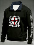 Men's  Retro St George's Day  Casual Zipper-Pocket Sweatshirt