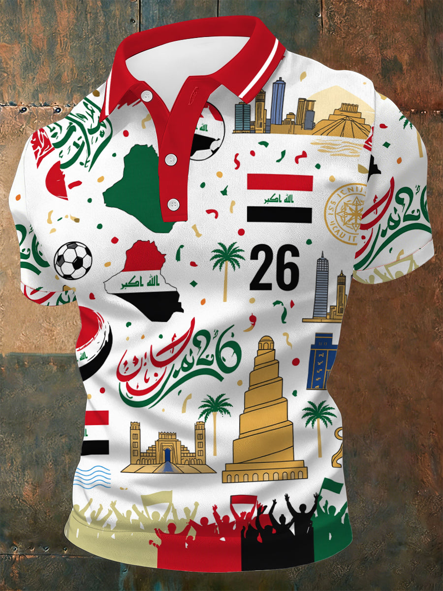 Men's Iraqi Football Print Casual T-shirt