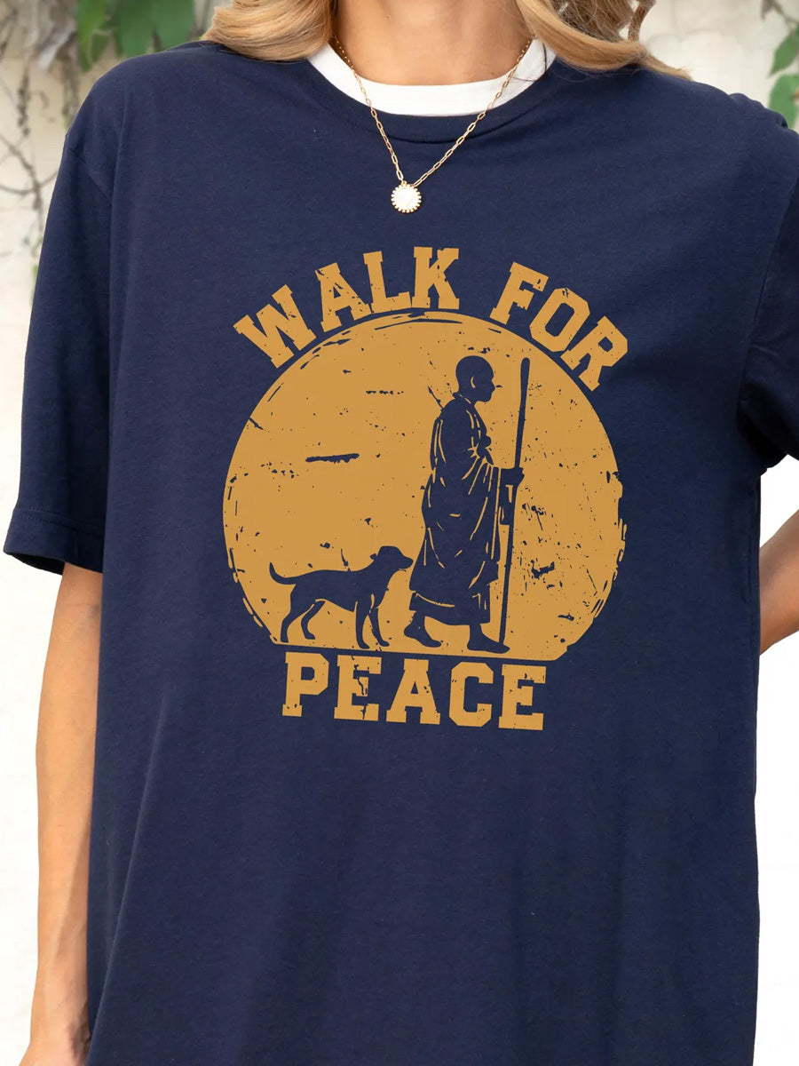 Women's Monk Hiking Commemorative Print T-Shirt