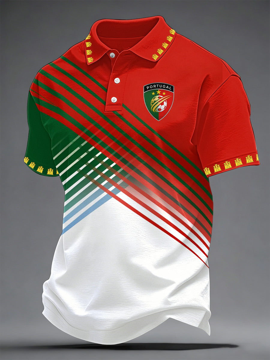 Men's Portuguese Soccer Print Casual Top