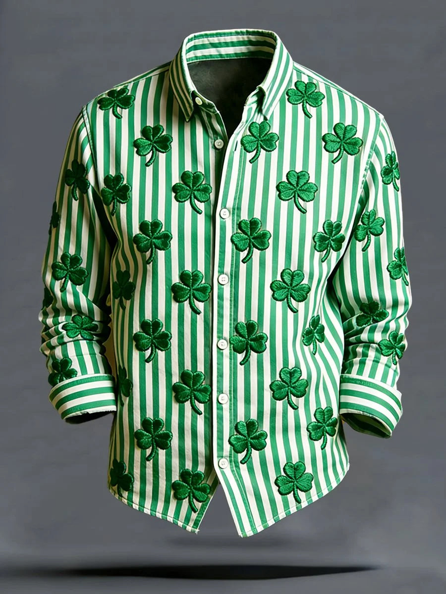 Men's St. Patrick's Day Shamrock Art Print Long-Sleeve Shirt