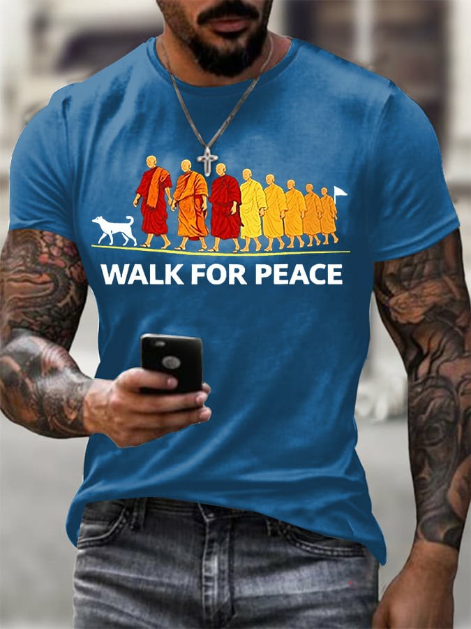 Men's Walk For Peace With Aloka Printed T-shirt