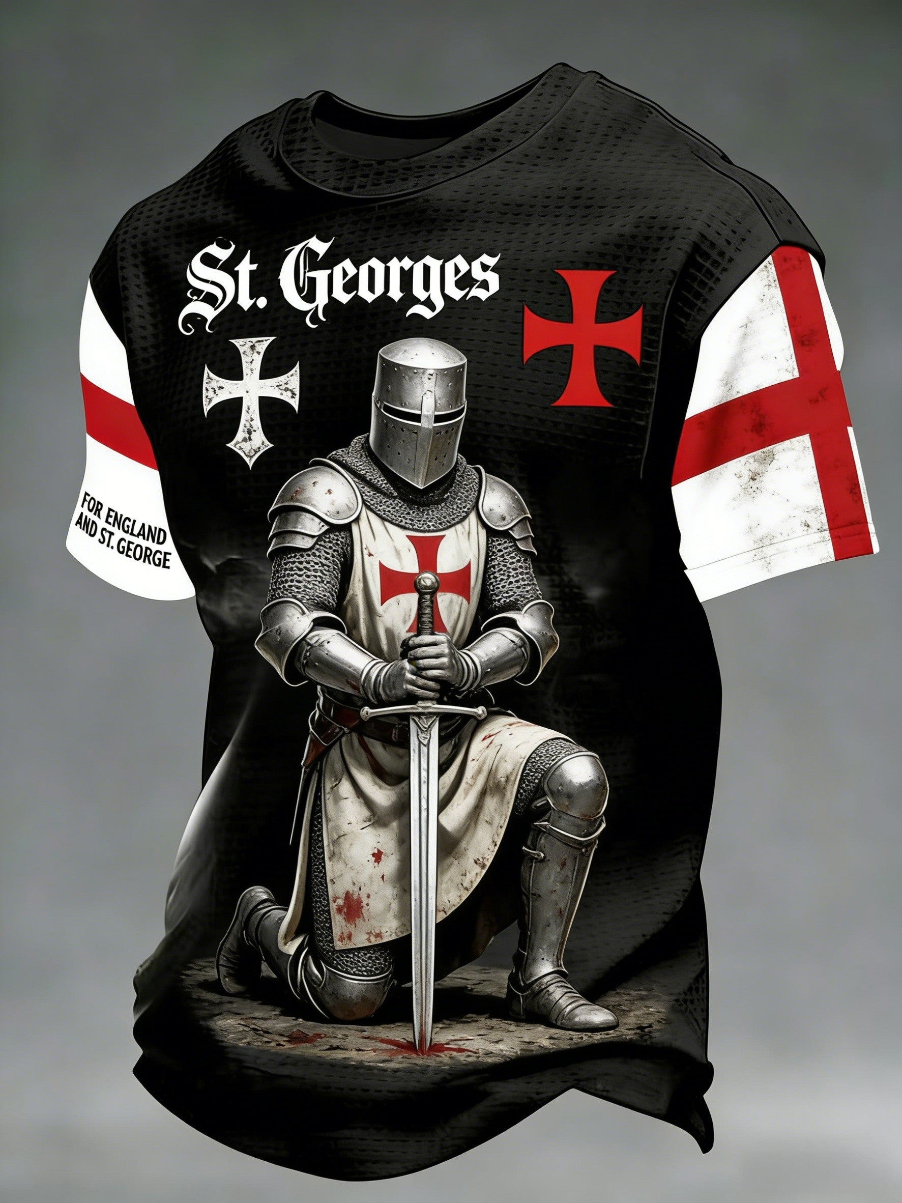 Men's  Retro St George's Day  Casual Waffle Short-Sleeve T-Shirt