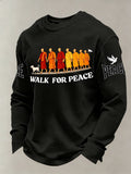 Men's Long-Sleeved Shirt With "Walk For Peace" Print