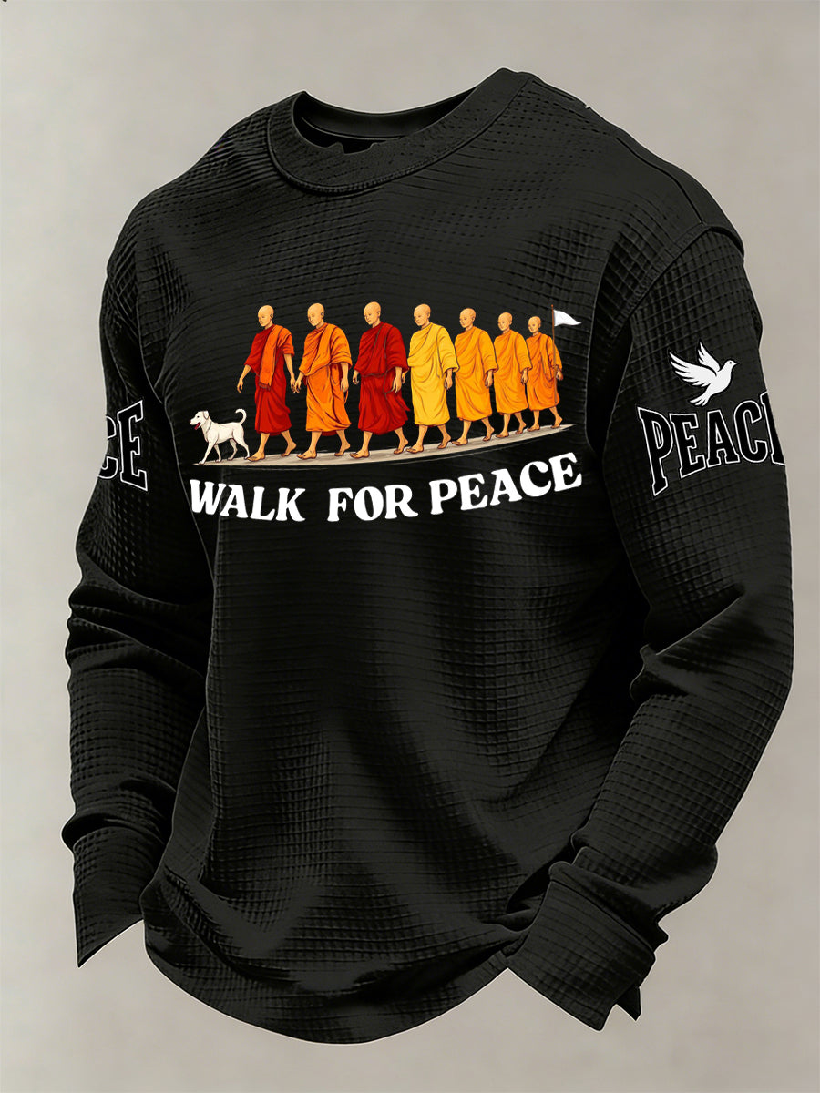 Men's Long-Sleeved Shirt With "Walk For Peace" Print